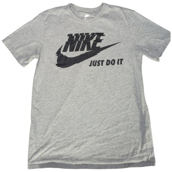 Nike T Shirt L Gray Just Do It Swoosh Logo Graphic Short Sleeve Mens Tee - Picture 1 of 7